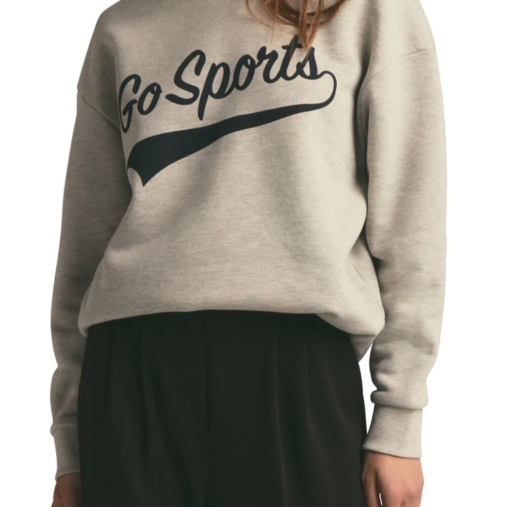 Favorite Daughter Go Sports Logo Sweatshirt Gray Sz S